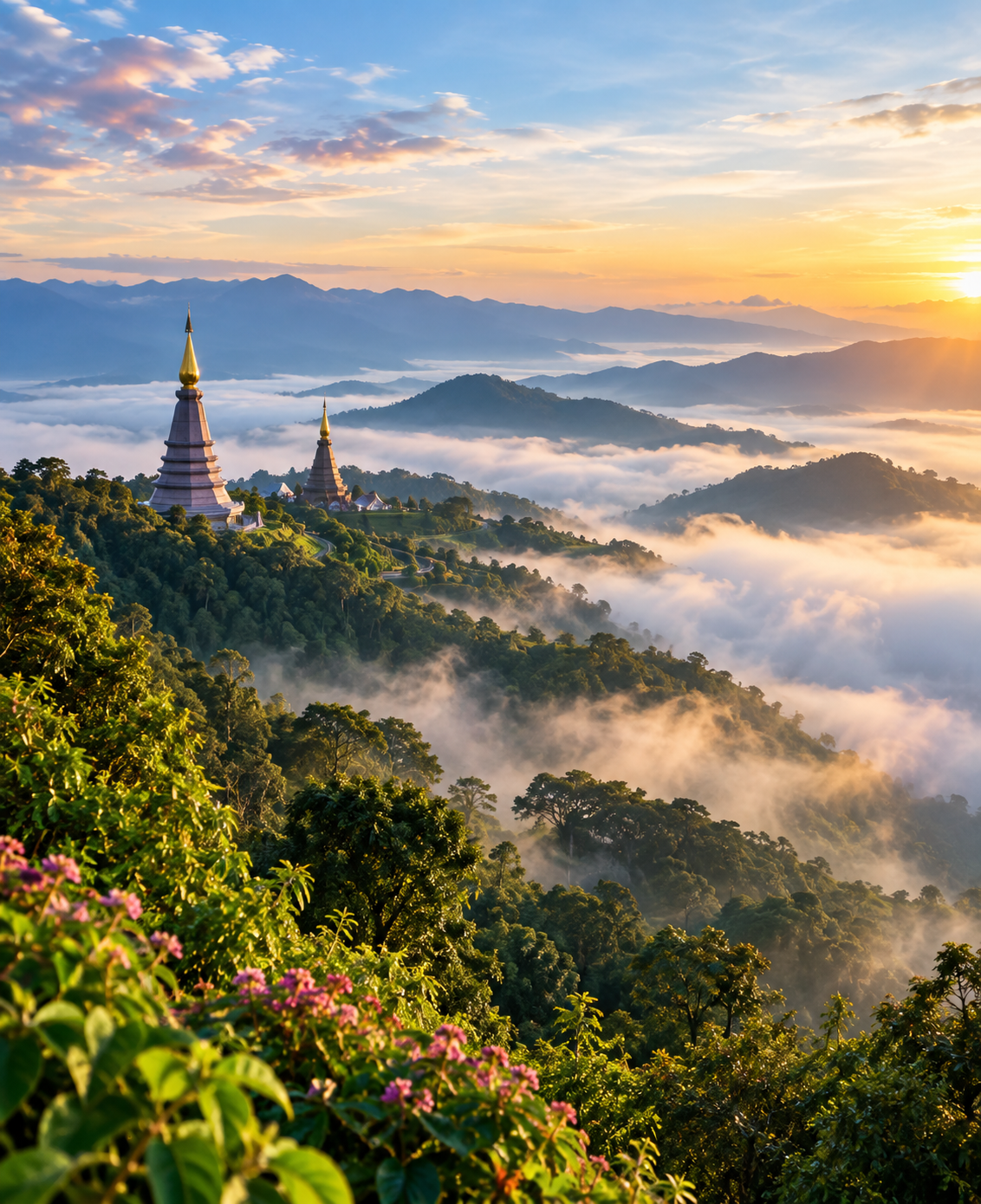 Golden chedi of Wat Phra That Doi Suthep above Chiang Mai
