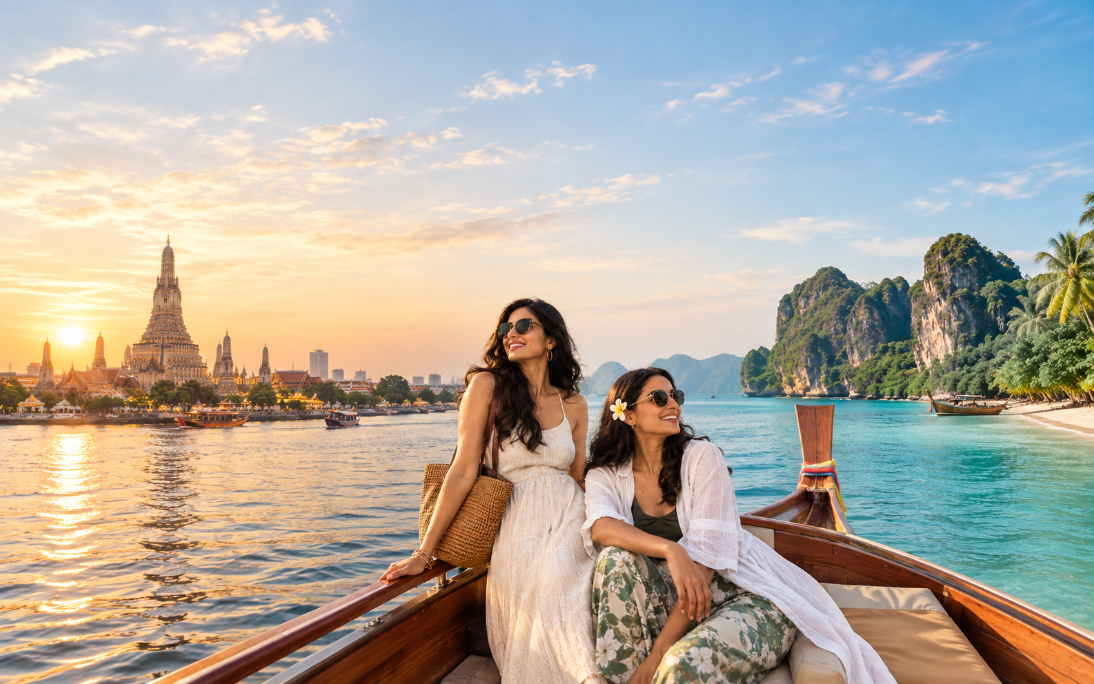 Two women sharing coffee at a café in Bangkok, Thailand