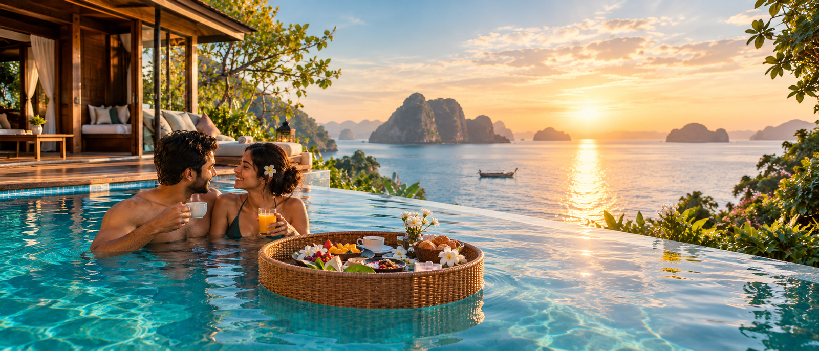 Private beach resort pool in Phuket — the signature couple stay